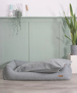 BUDDY. Hundebett mit Rand - grau/blau - aus recycelten Materialien - online kaufen