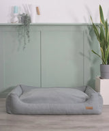 BUDDY. Hundebett mit Rand - grau/blau - aus recycelten Materialien - 75 x 105 cm - online kaufen