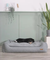 BUDDY. Hundebett mit Rand - grau/blau - aus recycelten Materialien - online kaufen