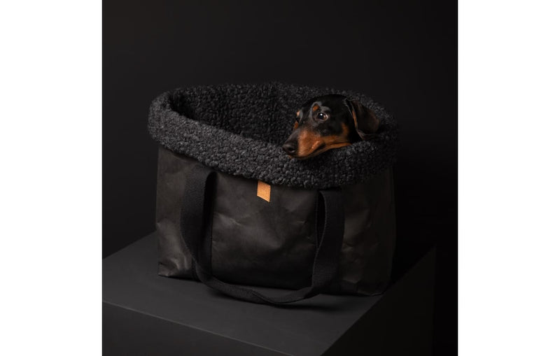 DuePuntoOtto Hundetasche Dorothea charcoal schwarz mit Hund