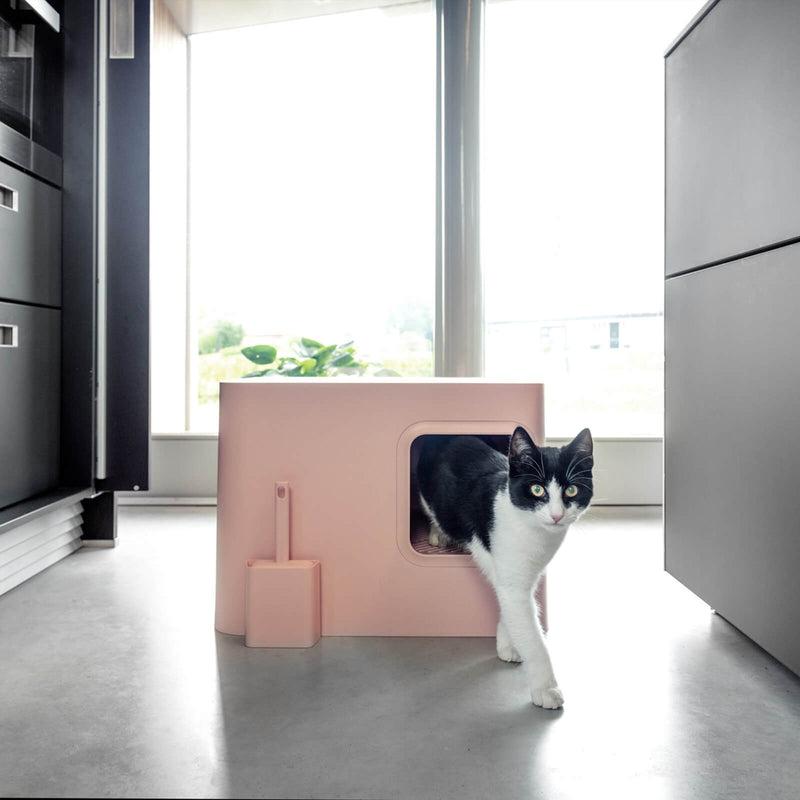 Hoopo Dome nachhaltiges Designer Katzenklo Pink
