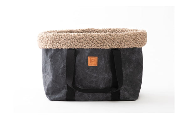 Duepuntootto Hundetasche Dorothea in Waxed Paper mit warmer Boucle-Wool