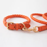 duepuntoOtto Hundehalsband aus Leder Ferdinando | Tangerine Orange