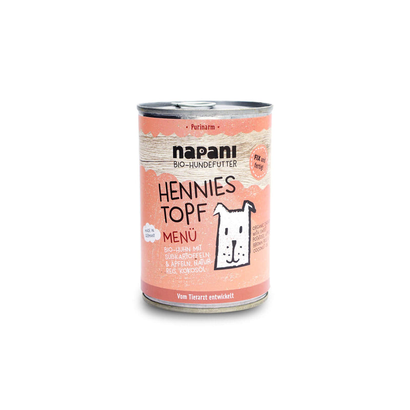 Napani Bio-Hundefutter Hennies Topf