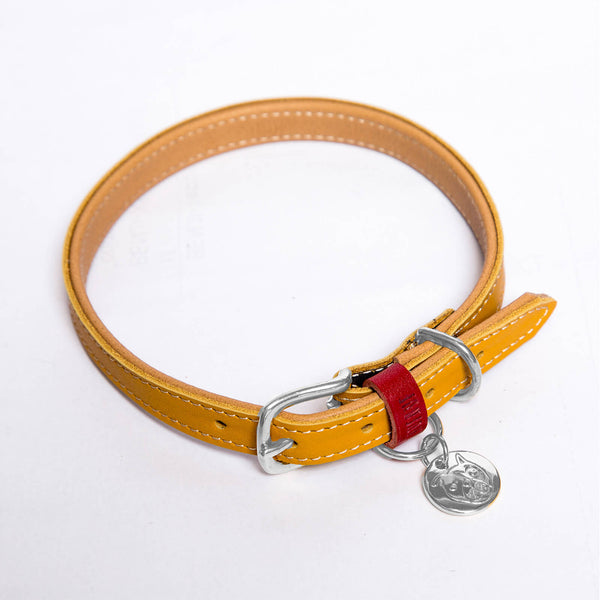 NUFNUF Lederhalsband Toto Collar | Pumpkin Yellow